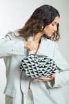 Shop_Boxwish By Bhumika_Silver Woven Vintage Cloud Pyramid Clutch Bag _Online_at_Aza_Fashions