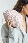 Shop_Boxwish By Bhumika_Pink Woven Houndstooth Clutch Bag _at_Aza_Fashions