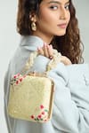 Buy_Boxwish By Bhumika_Yellow Embroidery, Sequins Lucknowi Bloom Threadwork Clutch Bag _Online_at_Aza_Fashions