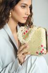 Boxwish By Bhumika_Yellow Embroidery, Sequins Lucknowi Bloom Threadwork Clutch Bag _at_Aza_Fashions