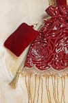 Soho Boho Studio by Aarti Thakur_Red Cut Dana Velvet Sequin Embellished Potli _Online_at_Aza_Fashions