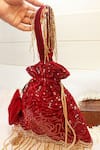 Soho Boho Studio by Aarti Thakur_Red Cut Dana Velvet Sequin Embellished Potli _at_Aza_Fashions