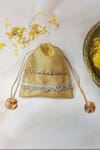 Shop_Soho Boho Studio by Aarti Thakur_Gold Gota Lace Silk Embellished Potli - Set Of 10 _at_Aza_Fashions