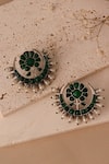 Shop_Curio Cottage_Green Stone Gypsy Chandbali Earrings _at_Aza_Fashions