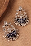 Shop_Curio Cottage_Blue Stone Gypsy Floral Dangler Earrings _at_Aza_Fashions