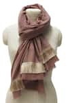 Buy_Pashma_Brown Fringe Silk Cashmere Embroidered Scarf _at_Aza_Fashions