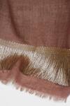 Pashma_Brown Fringe Silk Cashmere Embroidered Scarf _Online_at_Aza_Fashions