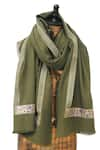 Buy_Pashma_Green Floral Thread And Sequin Embroidered Scarf _at_Aza_Fashions