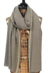 Buy_Pashma_Grey Lace Silk Chasmere Embroidered Scarf _at_Aza_Fashions