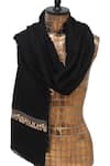 Pashma_Black Floral Silk Cashmere Embroidered Scarf _Online