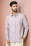 Buy_Arihant Rai Sinha_Purple Linen Plain Full Sleeve Shirt _at_Aza_Fashions