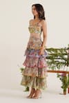 Buy_Sunandini_Multi Color 100% Cotton Printed Floral Gaia Tiered Skirt _Online_at_Aza_Fashions