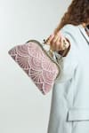 Shop_Boxwish By Bhumika_Pink Pearls, Cut Work Cutdana Embellished Clutch Bag _at_Aza_Fashions