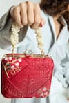 Boxwish By Bhumika_Red Lucknowi Threadwork Clutch Bag _Online_at_Aza_Fashions