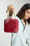 Buy_Boxwish By Bhumika_Red Lucknowi Threadwork Clutch Bag _at_Aza_Fashions