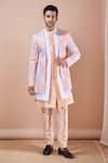 Buy_Aryavir Malhotra_White Sherwani Imported And Banarasi Embroidery Ombre With Pyjama _at_Aza_Fashions