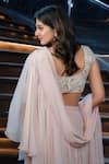 Aakansha Gupta_Pink Organza Embroidered Cut Dana Plain Ruffle Pre-draped Saree With Blouse _Online_at_Aza_Fashions