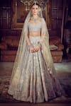 Buy_MATSYA_Peach Blouse And Lehenga Raw Silk Embroidery The Starlight Masai Bridal Set _at_Aza_Fashions