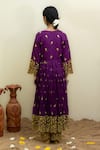 Shop_MITHI SUPARI_Purple Cotton Embroidery Thread V Neck Anarkali Set _at_Aza_Fashions