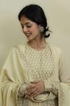 Shop_MITHI SUPARI_Ivory Cotton Brocade Woven Mughal Floral Round Anarkali Set _Online_at_Aza_Fashions