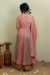 Shop_MITHI SUPARI_Pink Cotton Brocade Woven Mughal Floral Round Anarkali Set _at_Aza_Fashions