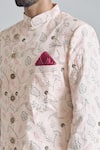 Buy_Aryavir Malhotra_Pink Pure Silk Embroidery Flora Sherwani With Polo Pant _Online_at_Aza_Fashions