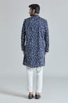 Shop_Aryavir Malhotra_Blue Pure Silk Embroidery Flora Bloom Sherwani With Polo Pant _at_Aza_Fashions