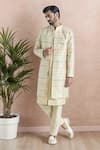 Buy_Aryavir Malhotra_Cream Pure Silk Embroidery Florin Jaal Long Jacket And Kurta Set _at_Aza_Fashions