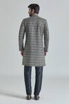 Shop_Arihant Rai Sinha_Black Jacquard, Silk, Satin Crest Vine Layered Sherwani With Churidar_at_Aza_Fashions