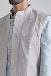 Buy_Aryavir Malhotra_Grey Pure Silk Embroidery Phool Jaal Sherwani Jacket And Pant Set _Online_at_Aza_Fashions