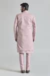 Shop_Arihant Rai Sinha_Pink Pure Silk Embroidery Phool Sherwani Jacket And Pant Set _at_Aza_Fashions