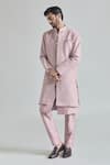 Arihant Rai Sinha_Pink Pure Silk Embroidery Phool Sherwani Jacket And Pant Set _at_Aza_Fashions