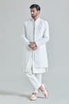 Aryavir Malhotra_White Pure Silk Embroidery Phool Mahal Sherwani Jacket And Pant Set _at_Aza_Fashions