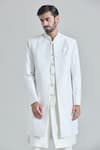 Buy_Aryavir Malhotra_White Pure Silk Embroidery Phool Mahal Sherwani Jacket And Pant Set 