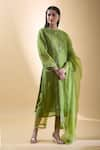 Buy_Samyukta Singhania_Green Kurta And Pant Mul Chanderi Embroidered Zari Round Floral Set _Online_at_Aza_Fashions