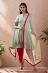 Buy_Samyukta Singhania_Green , Cotton, Organza, Crepe Mirrors, Embroidered Kurta Dhoti Set _at_Aza_Fashions