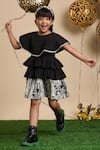 Buy_LIL DRAMA_Black Plain Poplin Print Leopard Tiered Ruffle Dress With Hairband _at_Aza_Fashions