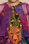 LIL DRAMA_Multi Color Cotton, Poplin Leopard Gaze Print Dress With Ruffle Tiered Jacket _Online_at_Aza_Fashions