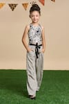 LIL DRAMA_Black Printed Poplin Leopard Gaze Top And Pant Set _at_Aza_Fashions