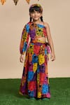 Buy_LIL DRAMA_Multi Color Printed Poplin Leopard One Shoulder Top And Flared Pant Set _at_Aza_Fashions