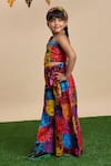 LIL DRAMA_Multi Color Printed Poplin Leopard One Shoulder Top And Flared Pant Set _Online_at_Aza_Fashions