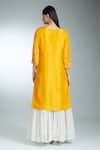 Shop_Samyukta Singhania_Yellow Kurta And Dress Raw Silk Embroidered Zardozi Kurta V-neck Paisley Set _at_Aza_Fashions