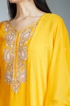 Buy_Samyukta Singhania_Yellow Kurta And Dress Raw Silk Embroidered Zardozi Kurta V-neck Paisley Set 