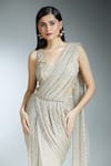 Samyukta Singhania_Gold Jimmy Choo Embroidered Thread Round Shimmer Pre-draped Saree With Blouse _at_Aza_Fashions