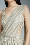 Buy_Samyukta Singhania_Gold Jimmy Choo Embroidered Thread Round Shimmer Pre-draped Saree With Blouse 