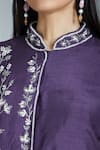 Samyukta Singhania_Purple Pre-draped Saree Georgette Embroidered Floral Bead With Jacket Blouse _at_Aza_Fashions