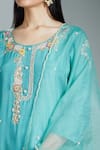 Buy_Samyukta Singhania_Green Kurta And Pant Raw Silk Embroidered Zardozi Round Floral Vine Set _Online_at_Aza_Fashions