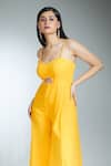 Shop_Samyukta Singhania_Yellow Georgette Embroidered Pearl Sweetheart Cut-out Strappy Jumpsuit _Online_at_Aza_Fashions