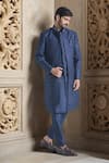 Buy_Aryavir Malhotra_Blue Pure Silk Embroidery Bloom Mahal Sherwani Jacket And Pant Set _at_Aza_Fashions