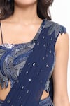 Buy_Samyukta Singhania_Blue Georgette Embroidered Bead Scattered Pre-draped Saree With Blouse _Online_at_Aza_Fashions